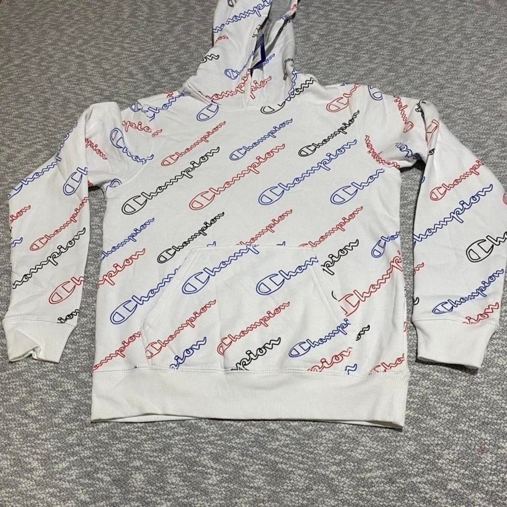 Champion white hoodie Size youth L(10-12). SKU-A344#champion